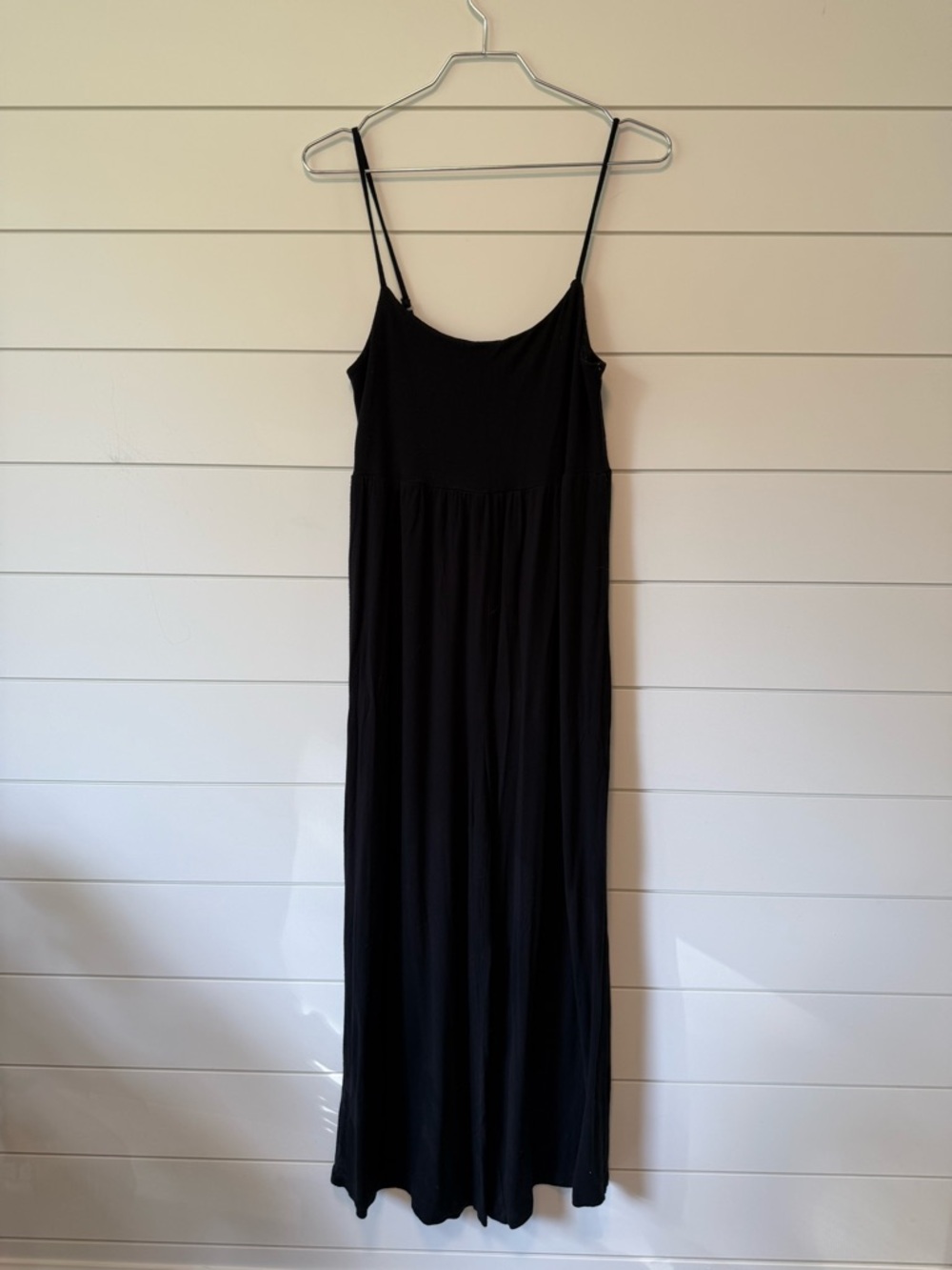 Stretchy Black Spaghetti-Strap Jumper Playsuit Comfy Casual Jumpsuit